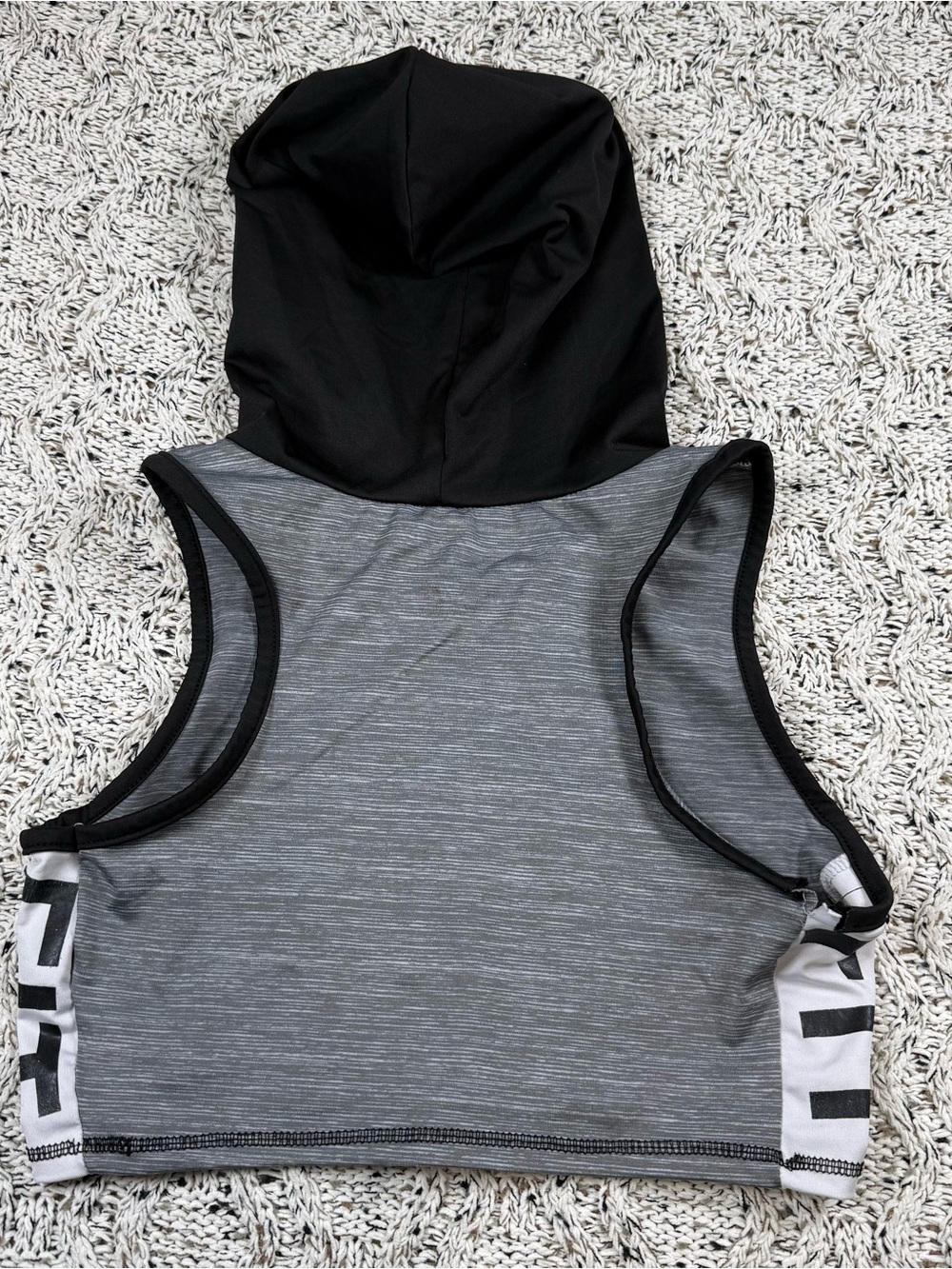 Toddler Hooded One-Piece Bodysuit in Grey and Black - Picture 3 of 3